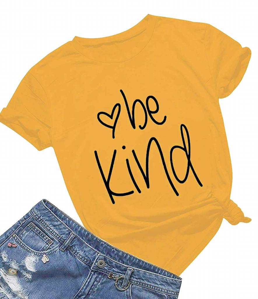 ZAWAPEMIA Women's Be Kind Graphic T-Shirt - Inspirational Teacher Apparel with Screen Printed Letter Design - Perfect for Classroom, Work & Everyday Kindness Outfits