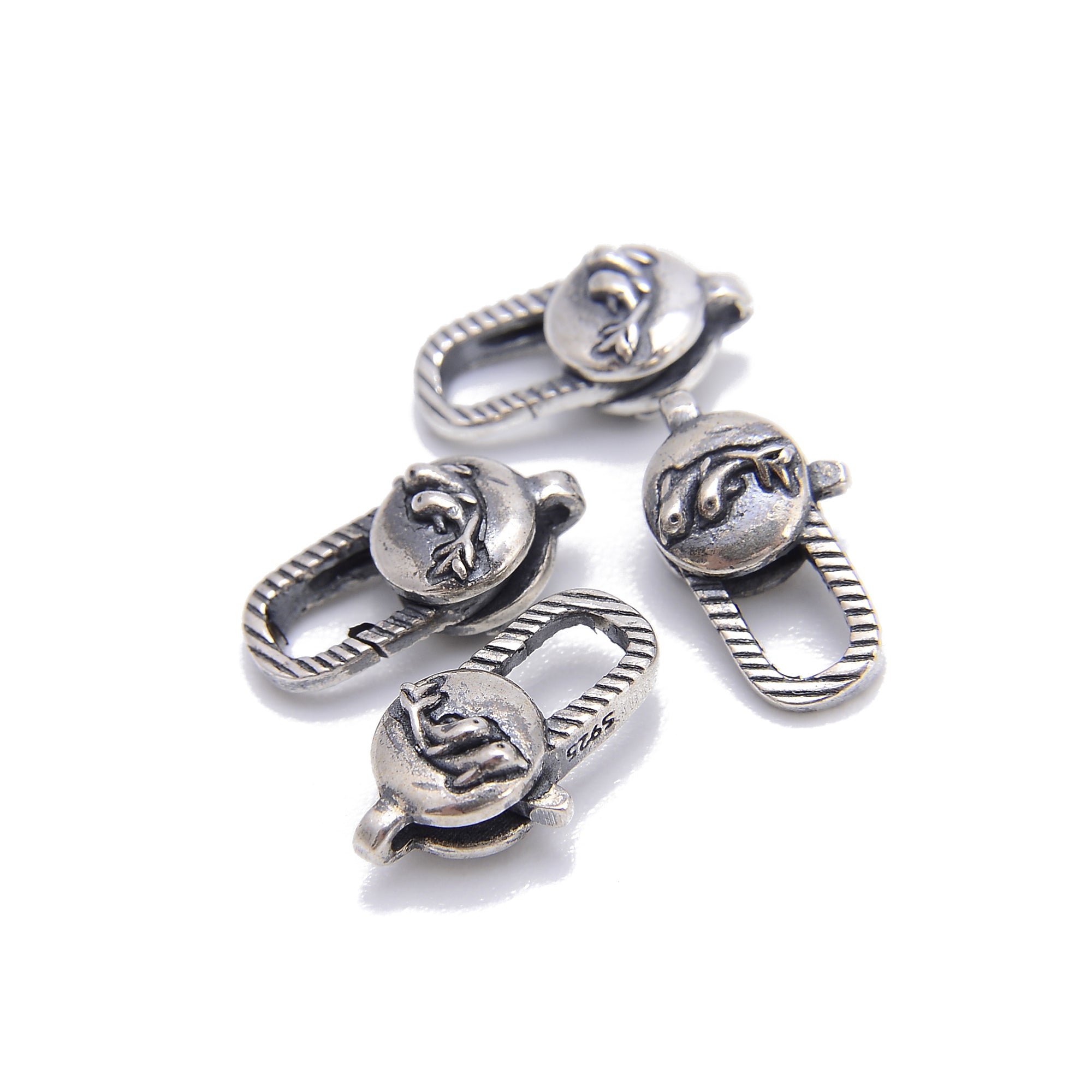 925 Sterling Silver Dolphin Clasp - Anti-Tarnish, Size 8x15mm (2 Pcs) - Perfect for Jewelry Making, Bracelets & Necklaces DIY Projects