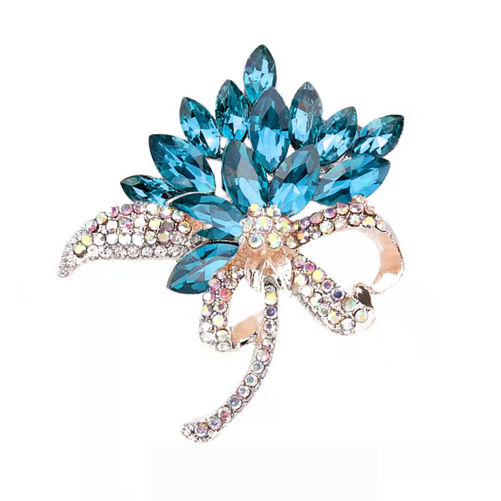 Elegant Floral Brooch Pin for Women - Crystal Rhinestone Corsage Pin for Wedding Bouquet, Bridal Party, Prom & Special Occasions | YEFUNLIY Fashion Jewelry Accessory