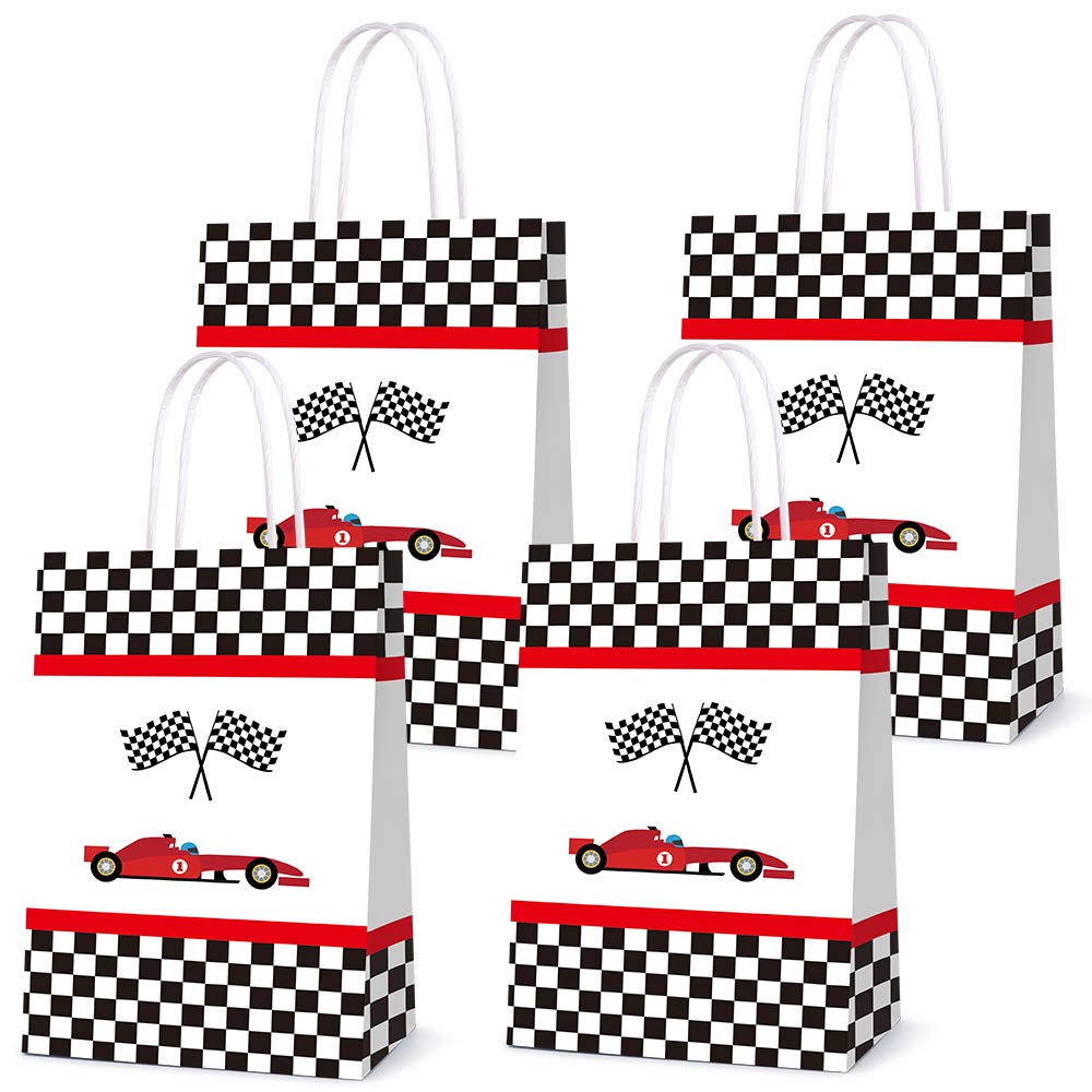 16 PCS Racing Car Party Favor Bags - Birthday Party Supplies & Decorations for Kids, Goody Treat Candy Bags for Racing Car Themed Birthday, Baby Shower, School Events and Classroom Rewards