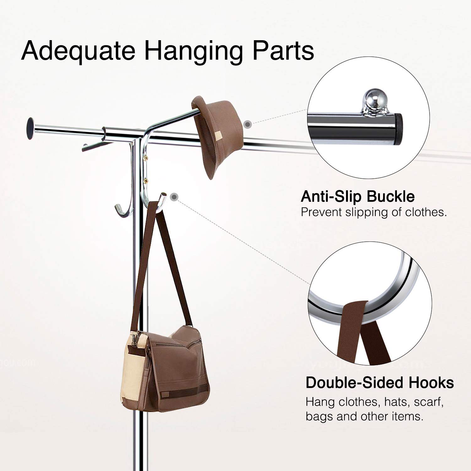 GREENSTELL Heavy Duty Adjustable Rolling Clothes Rack with Cover - 67x66x21 Inch Commercial Garment Rack with Extendable Hanging Rail, Wheels & 2 Hooks - Perfect for Retail Stores, Boutiques, Home Closet Organization & Laundry Room Storage
