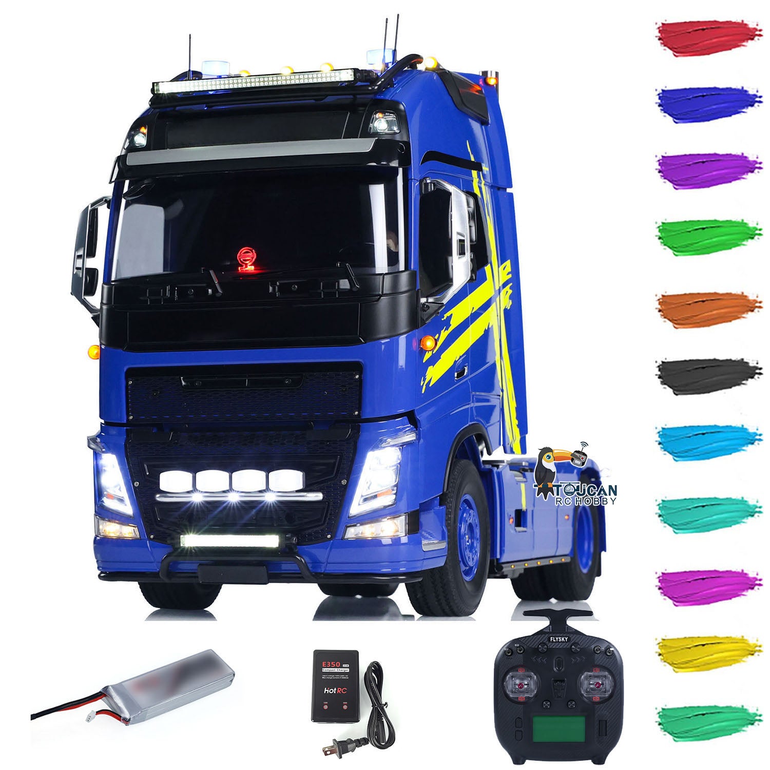 TAMIYA 1/14 Scale RC Tractor Truck - 4X2 Remote Control Construction Vehicle with 3-Speed Transmission, Smoking Unit & ST8 Radio (RTR 56375 FH16 XL750) - Perfect for RC Hobbyists, Construction Simulation & Off-Road Play