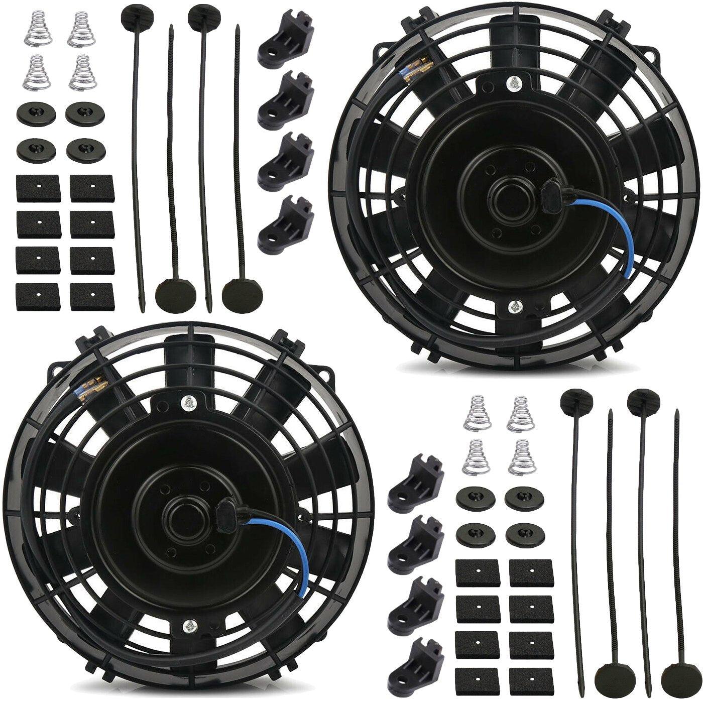 12V 90W Dual 7-8 Inch Electric Transmission Cooler Fans - Heavy Duty Pusher Puller Radiator Cooling Fan Kit for Trucks, RVs & Off-Road Vehicles - Perfect for Towing, Off-Roading & High-Performance Cooling Needs