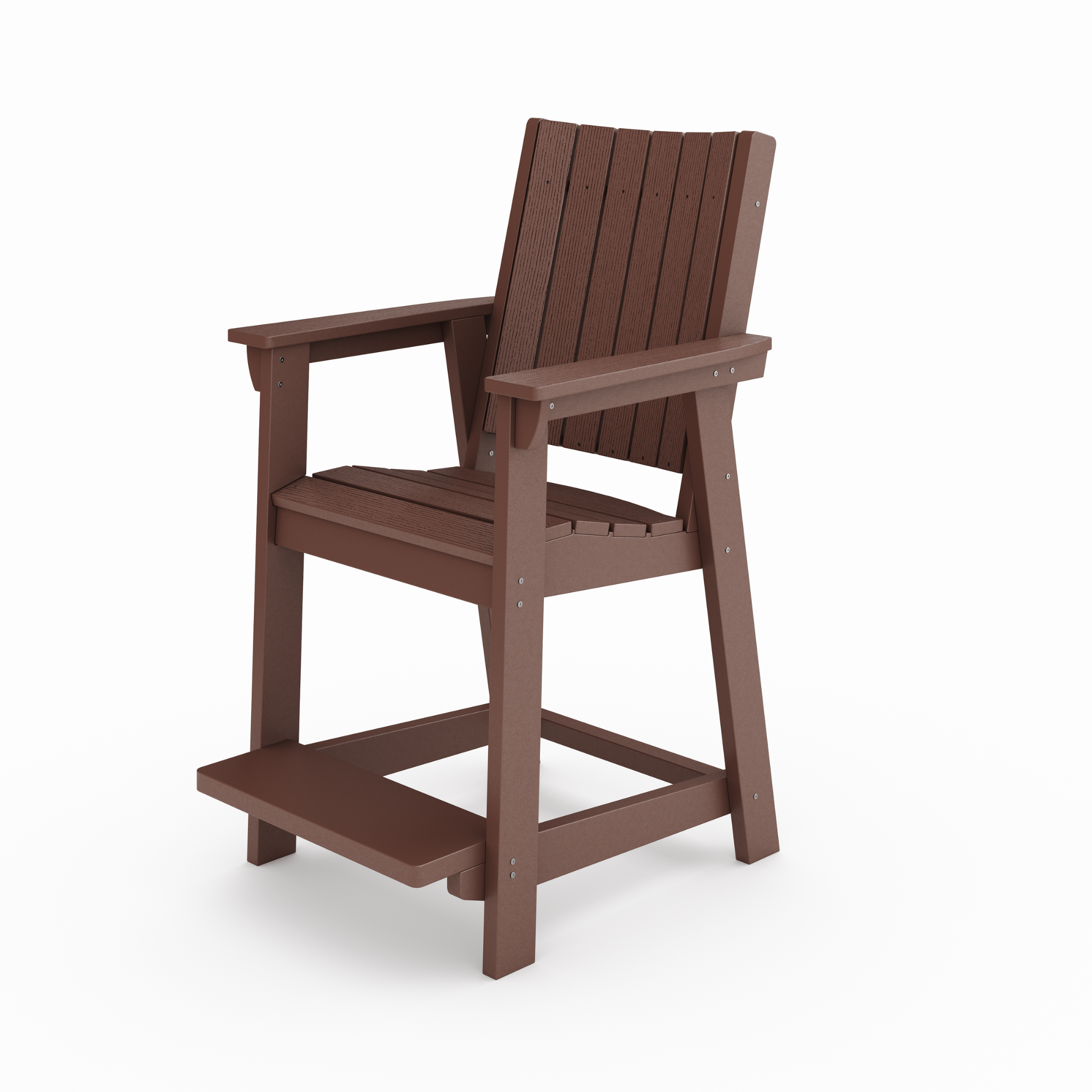 Modern Brown Counter Height Chair - Durable HDPE Poly Lumber Dining Stool for Kitchen, Bar, Patio & Outdoor Use - Perfect for Restaurants, Cafes and Garden Relaxation