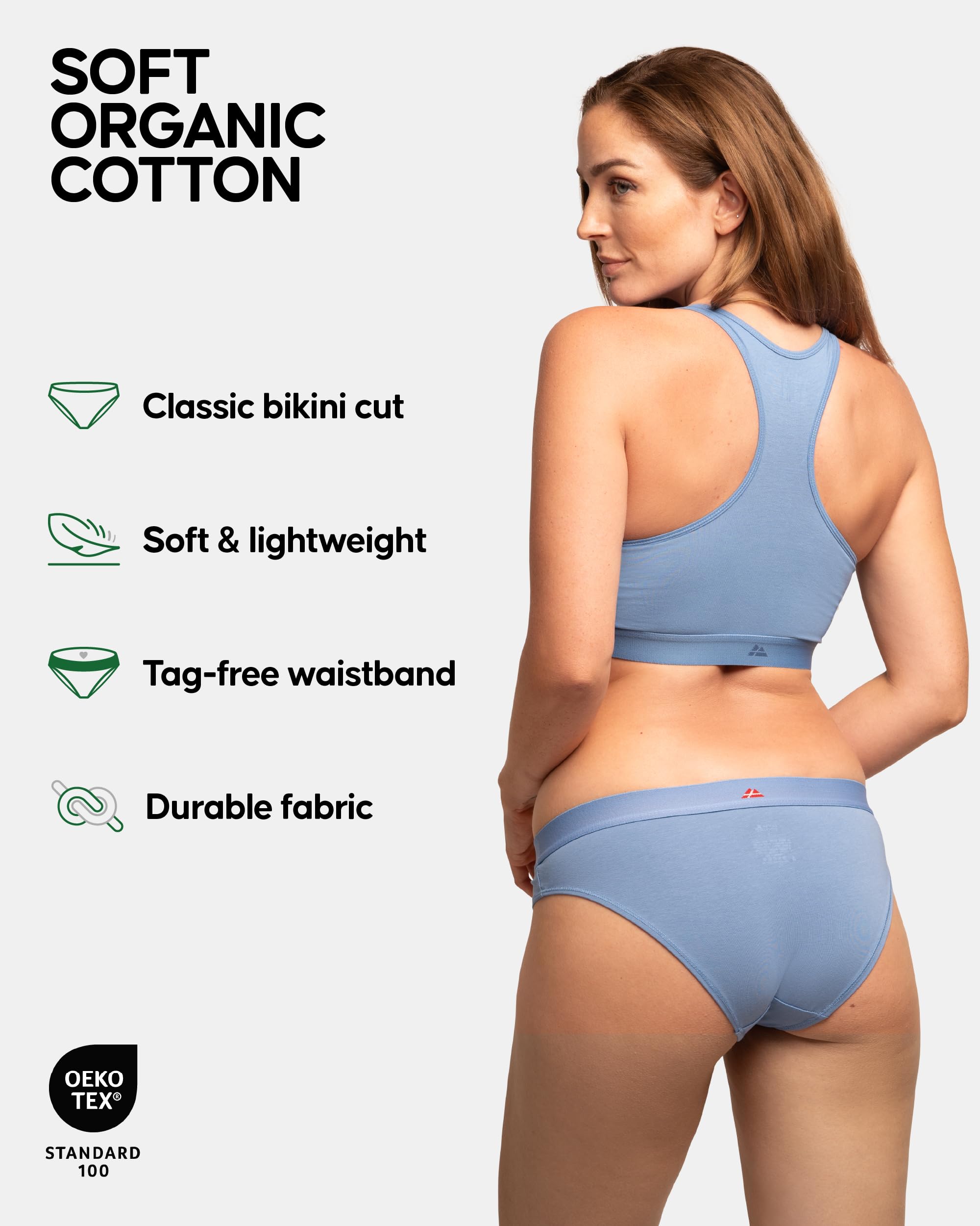 DANISH ENDURANCE Women's Organic Cotton Underwear - Soft & Comfortable Bikini Briefs for Daily Wear (3-Pack or 6-Pack) - Perfect for Workout, Yoga & Everyday Comfort