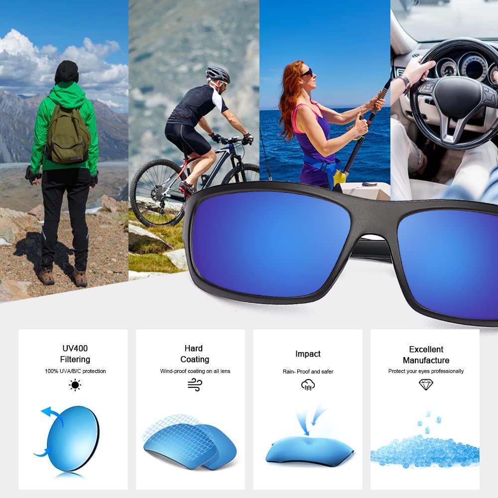 Polarized Sport Sunglasses for Men - Matte Finish UV400 Protection Sunglasses with Mirror Lens - Perfect for Running, Cycling & Outdoor Activities