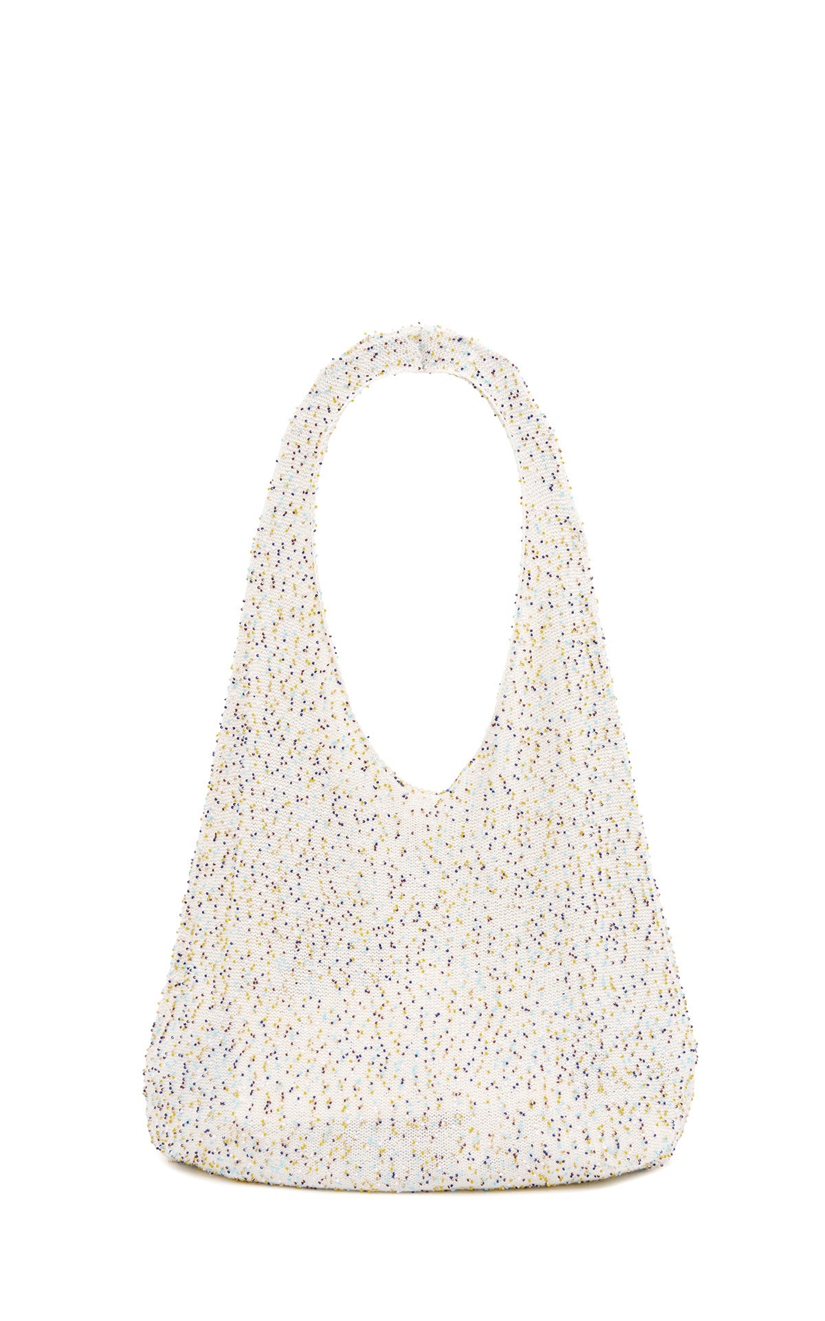 Manasa Knit Hobo Bag - Ivory Multi Beaded Cashmere Handbag for Women | Boho Chic Shoulder Bag | Perfect for Casual Outings, Shopping & Travel Accessories