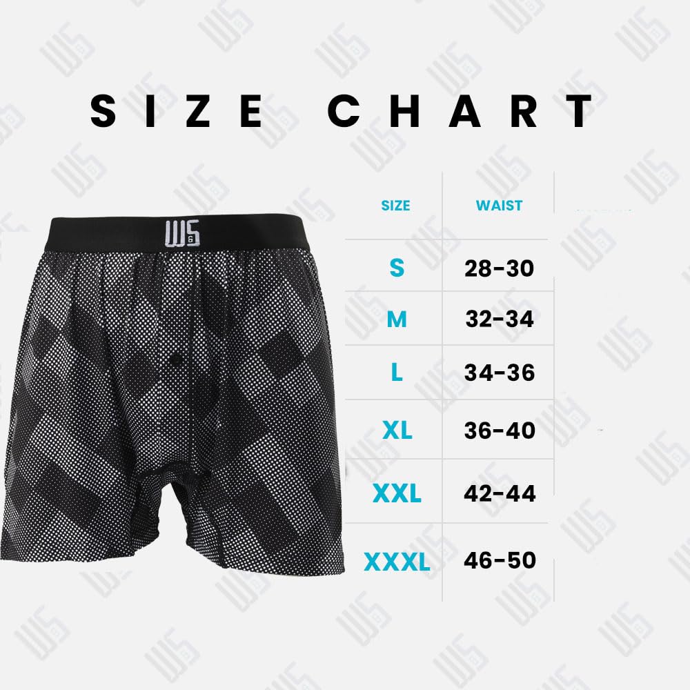 Warriors & Scholars Men's Boxer Shorts - 6 Pack Printed Cotton Underwear for Comfort & Style - Perfect for Sleep, Lounge & Everyday Wear