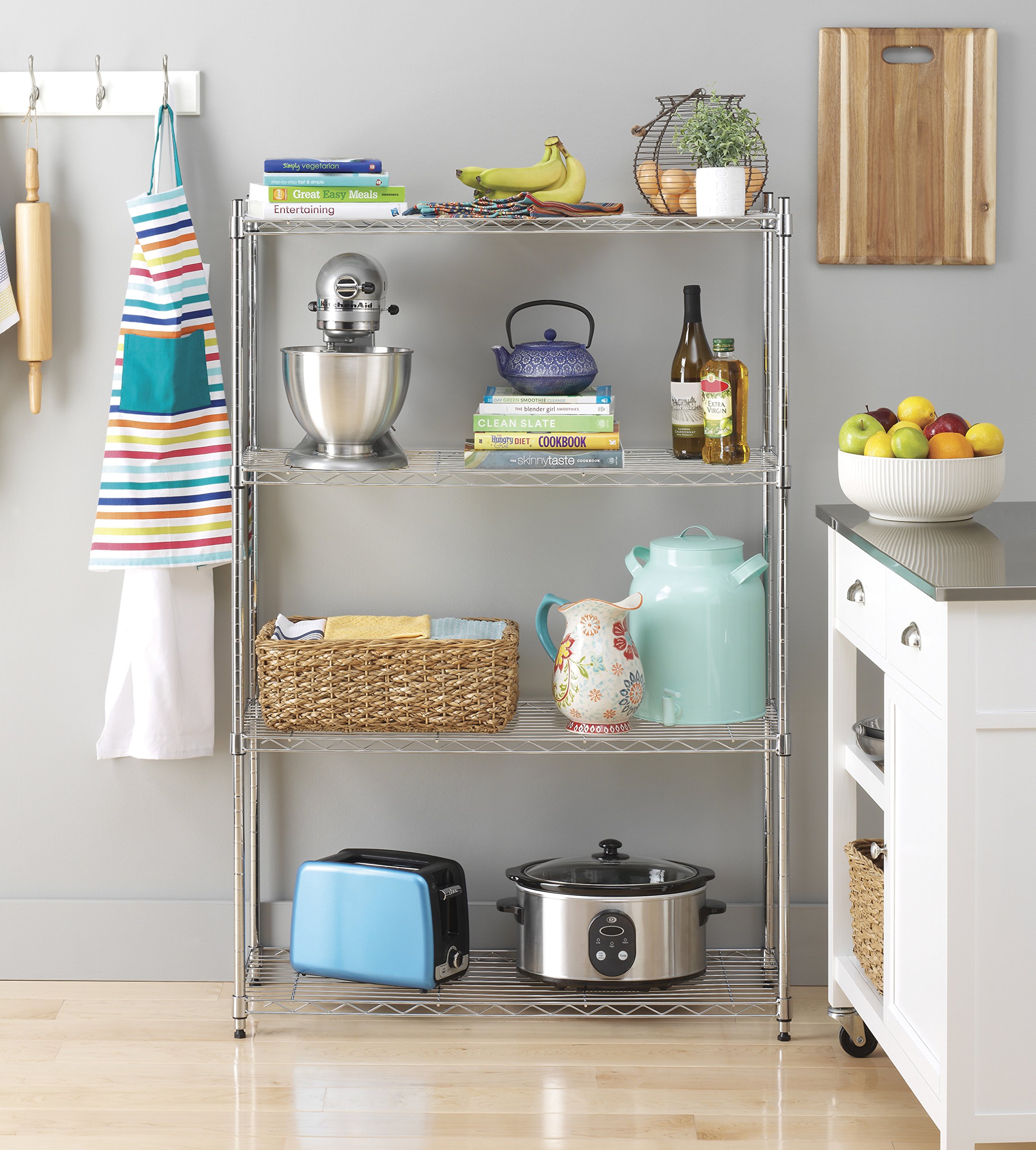 Whitmor 4-Tier Heavy Duty Metal Wire Shelving Unit - Easy Assembly Storage Rack for Pantry, Kitchen, Garage & Plant Organization | Space-Saving Home & Office Storage Solution