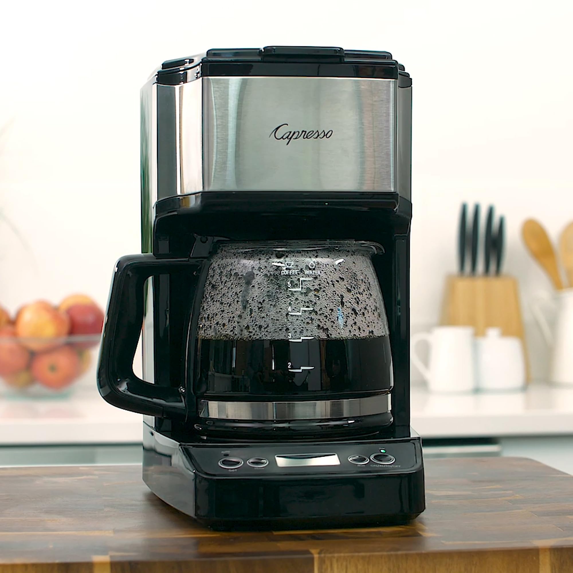 Capresso 5-Cup Mini Drip Coffee Maker - Compact Black & Stainless Steel Coffee Machine for Home, Office, or Small Spaces | Perfect for Single Serve or Small Gatherings