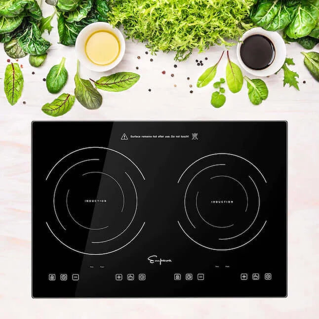 Empava 12 Inch 2 Burner Induction Cooktop - Portable Electric Stove with Touch Control (IDC12B2) - Perfect for Kitchen, RV, Dorm & Small Spaces Cooking