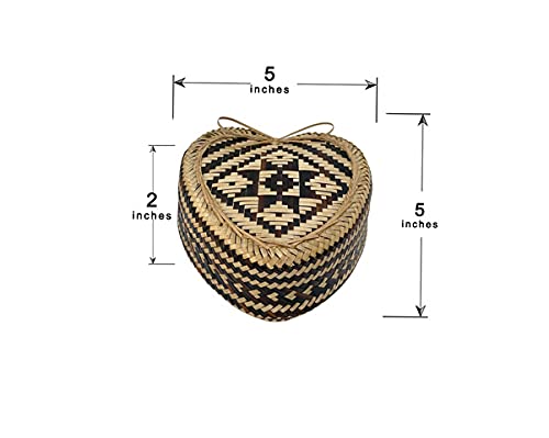 100% Food Safe Heart-Shaped Bamboo Sticky Rice Basket - 5 Inch Natural Bamboo Steamer for Sushi, Dumplings & Asian Cooking - Perfect for Healthy Meal Prep & Kitchen Decor