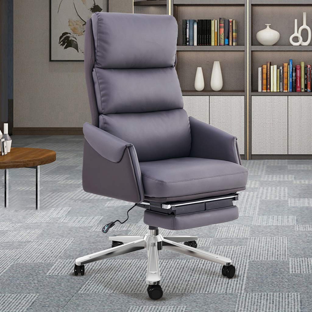 Premium FMOGE Leather Office Chair - Ergonomic Reclining Computer Desk Chair with Swivel Base, Adjustable Height for Home & Business Use (Cowhide-Orange) - Perfect for Executive Offices, Gaming Setups & Home Workspaces