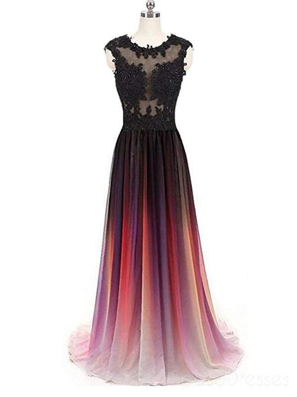 Elegant Cap Sleeve See-Through Chiffon Ombre Long Evening Prom Dress for Sweet 16 & Formal Events - Perfect for Homecoming, Quinceañera & Special Occasions