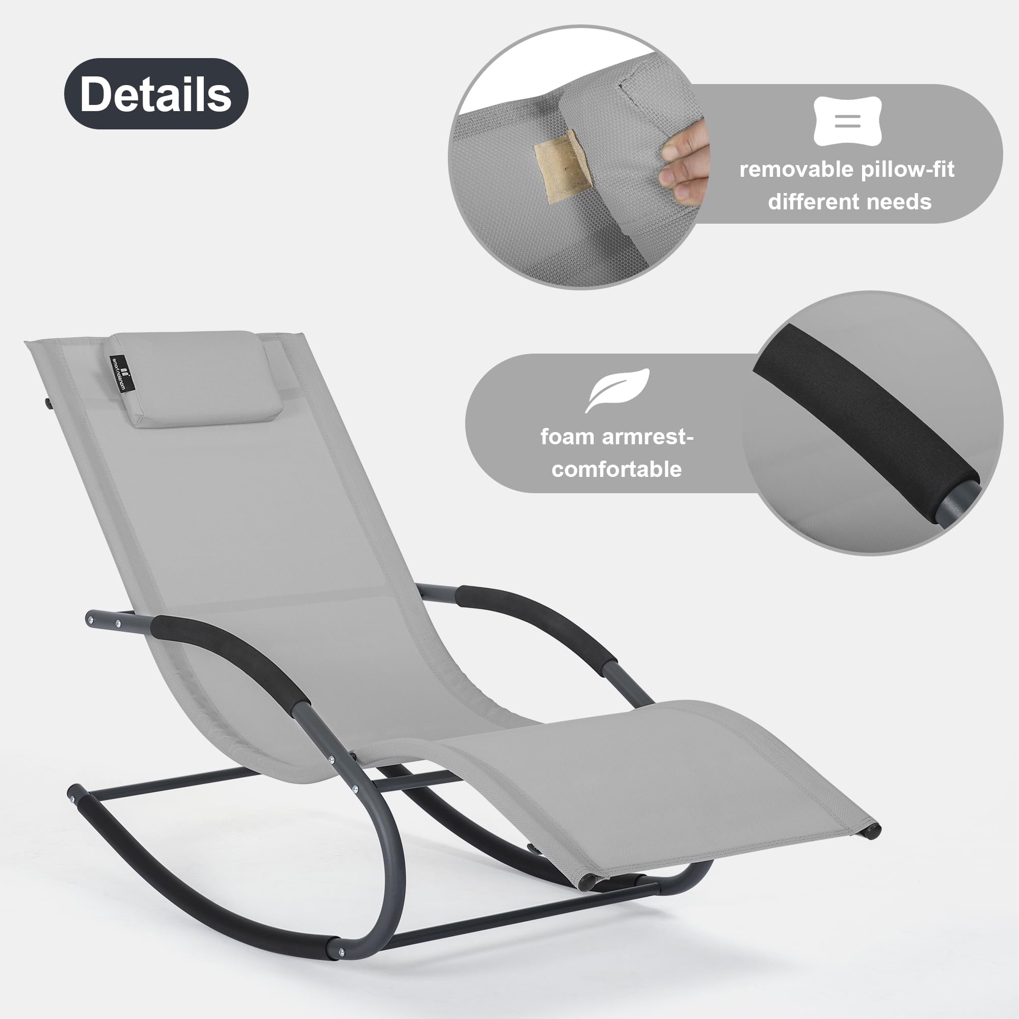 Premium Outdoor Pool Lounge Chairs Set of 2 - Water-Resistant Chaise Lounges for Poolside, Patio & Lawn with Detachable Cushions (Light Grey) - Perfect for Sunbathing, Relaxing & Backyard Lounging
