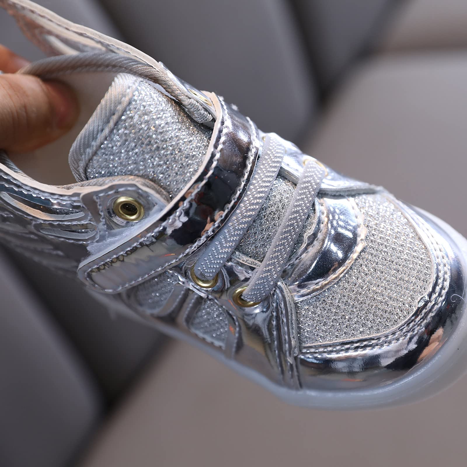 LED Light Up Sneakers for Toddlers - Girls Bling Slip-On Shoes for Play & Sports