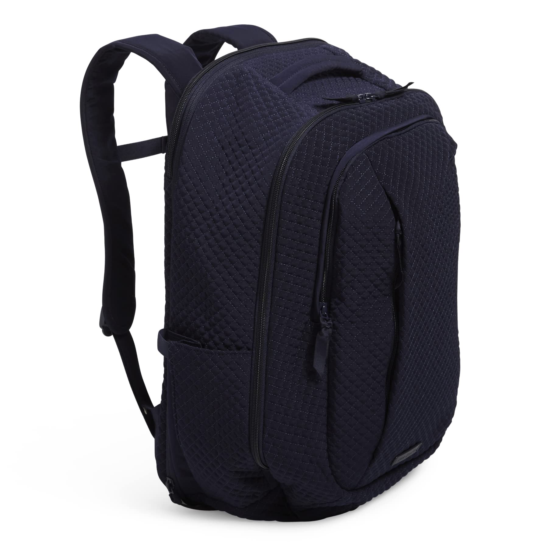 Vera Bradley Women's Large Microfiber Travel Backpack - Lightweight Carry-On Bag for Work, School & Vacation - Classic Navy One Size Backpack for Commuters & College Students