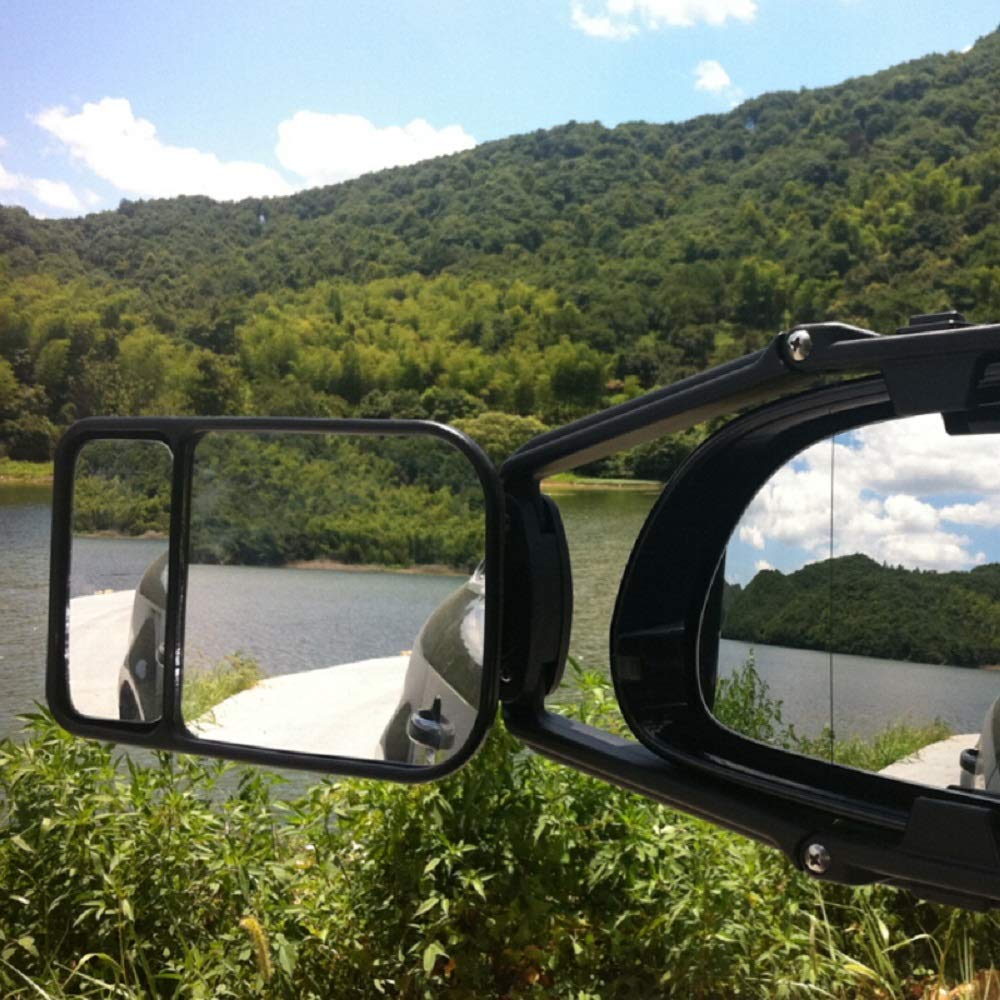 Adjustable Clip-On Car Towing Mirrors - 360° Rotatable Extendable Camper Mirror Extensions for Safer Towing (Not Universal Fit) | Perfect for RV Trailers, Boat Hauling & Truck Camping