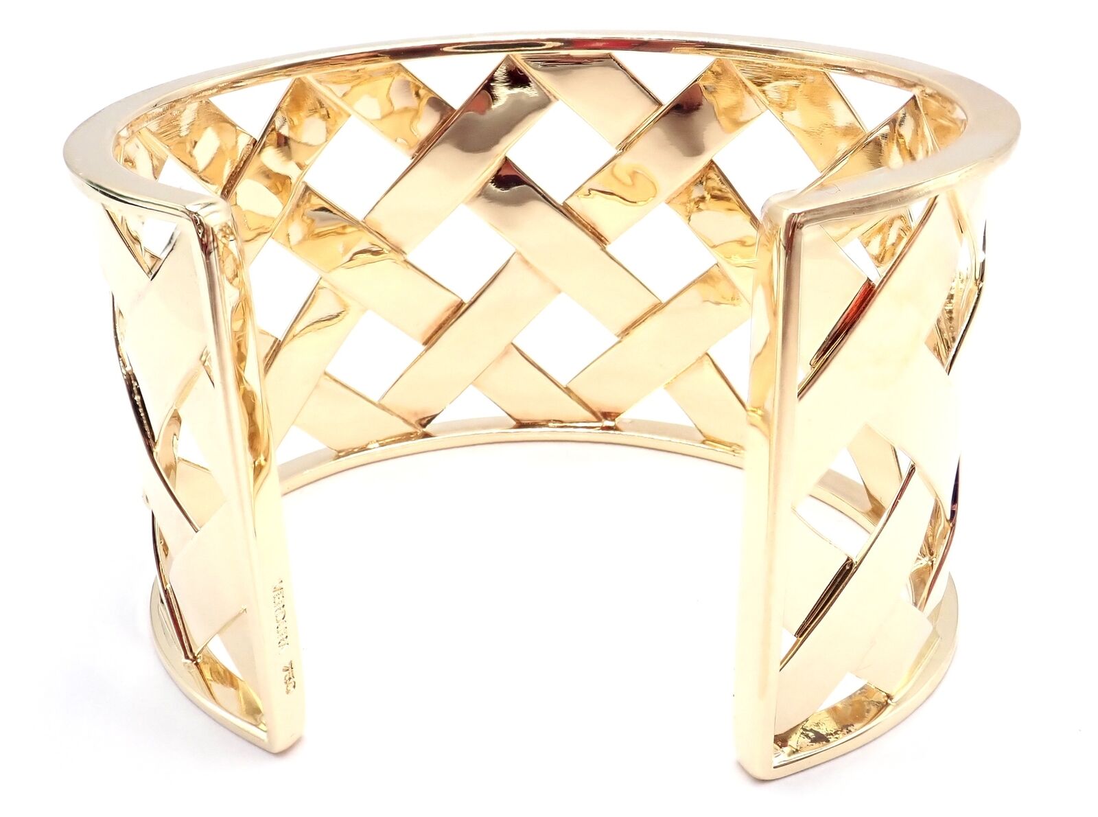 Authentic Verdura 18k Yellow Gold Criss Cross Wide Cuff Bracelet - Luxury Vintage Jewelry for Women, Perfect for Weddings & Special Occasions