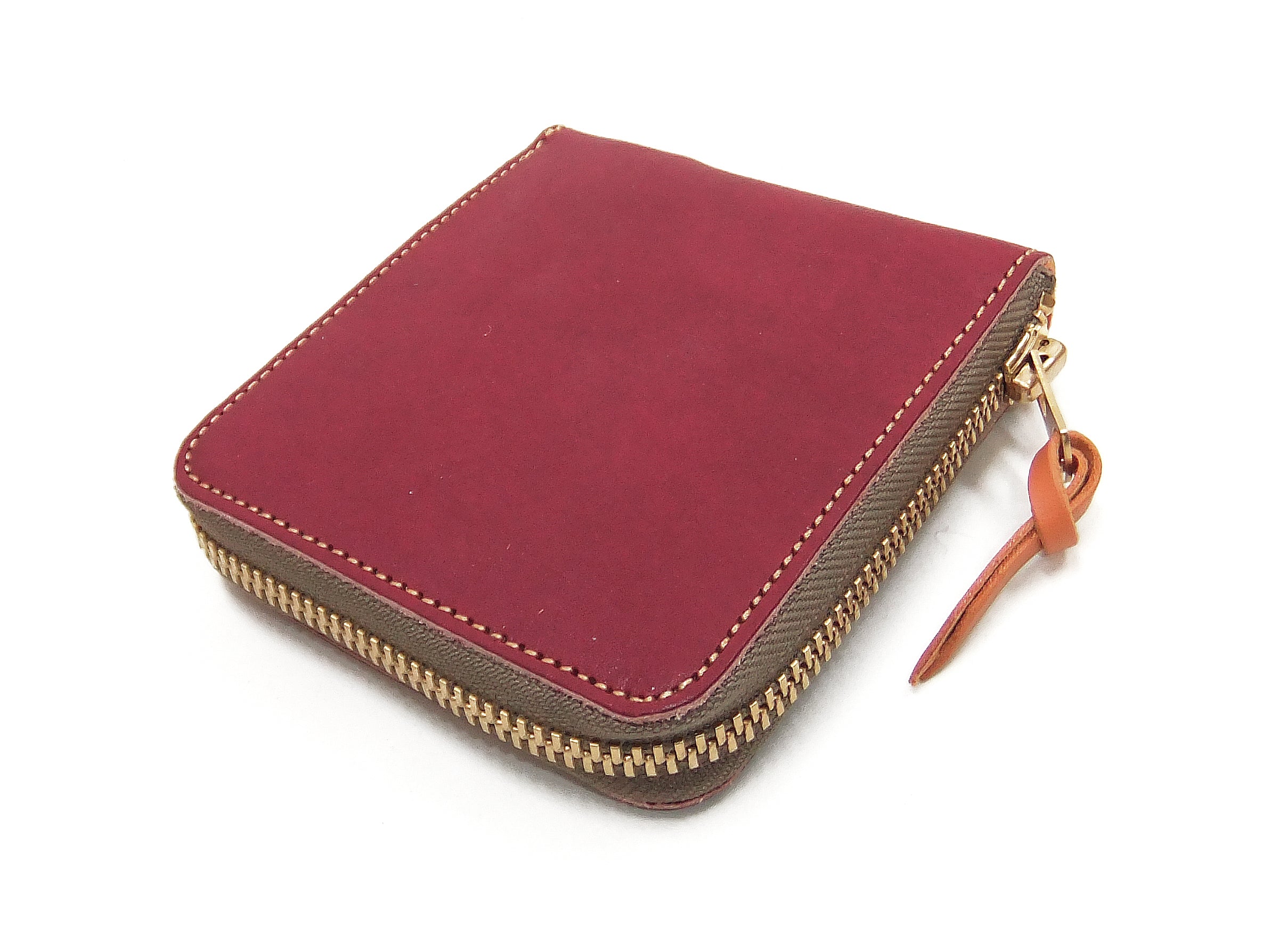 Studio D'artisan Men's Natural Plant Dyed Leather Zip Around Wallet SP-101 - Earth Red Casual Slim Short Wallet for Everyday Carry & Travel
