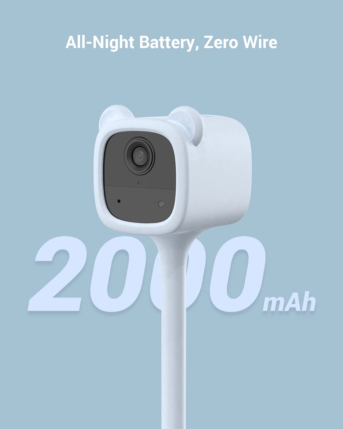 EZVIZ BM1 Bear Wireless Baby Monitor with Crying Detection & Auto-Play Soothing Music - Indoor Security Camera with Two-Way Audio, Baby Activity Tracking & Data Privacy Protection - Perfect for Nursery, Bedroom & Home Security Monitoring