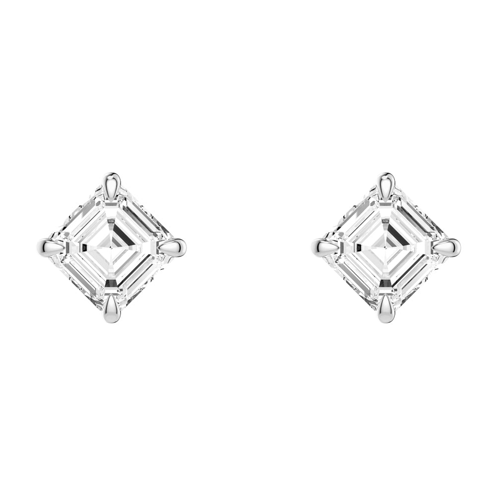 Emerald Cut Diamond Pendant & Asscher Cut Moissanite Stud Earrings Set - Luxury Jewelry Gift for Women - Perfect for Weddings, Anniversaries & Special Occasions