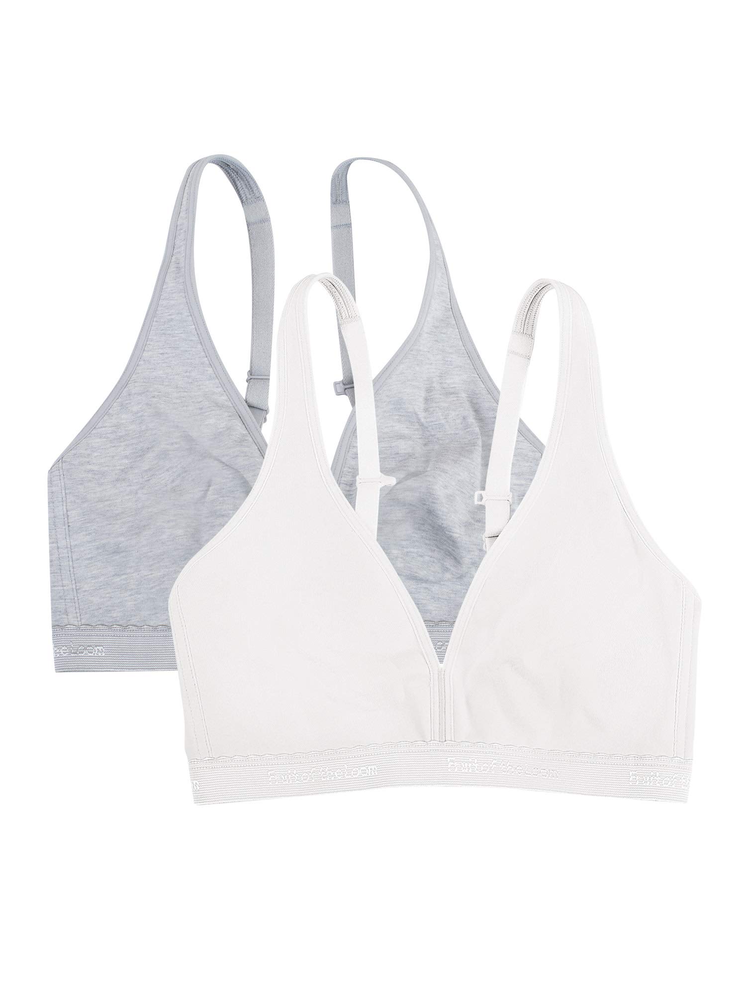 Fruit of the Loom Women's Comfortable Wirefree Cotton Bralette - Soft Support Bra, Multi-Pack Options for Everyday Wear, Sleep & Lounge