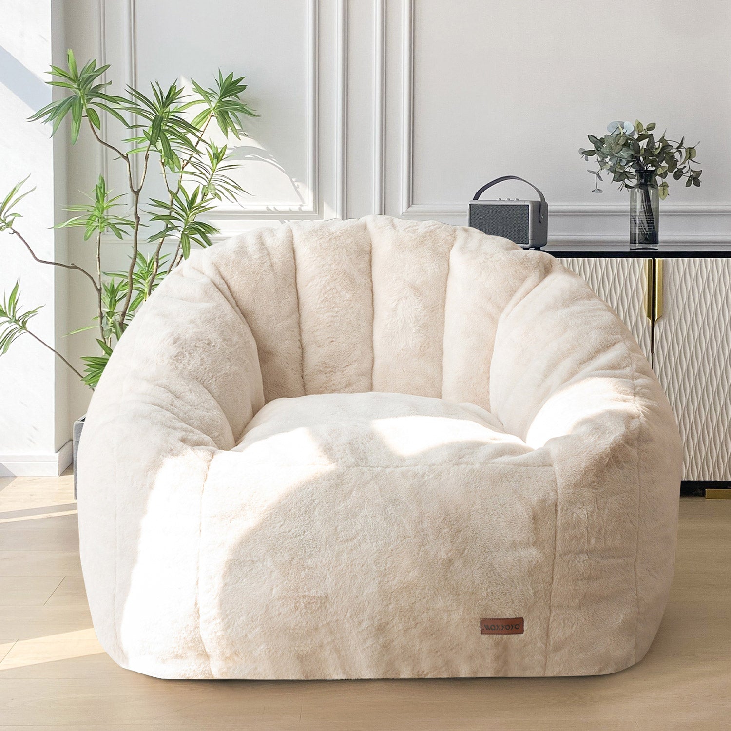 MAXYOYO Giant Bean Bag Chair - Oversized Faux Fur Shell Design with Premium Filler | Ultra Comfortable Lounge Chair for Living Room, Bedroom, Game Room & Dorm