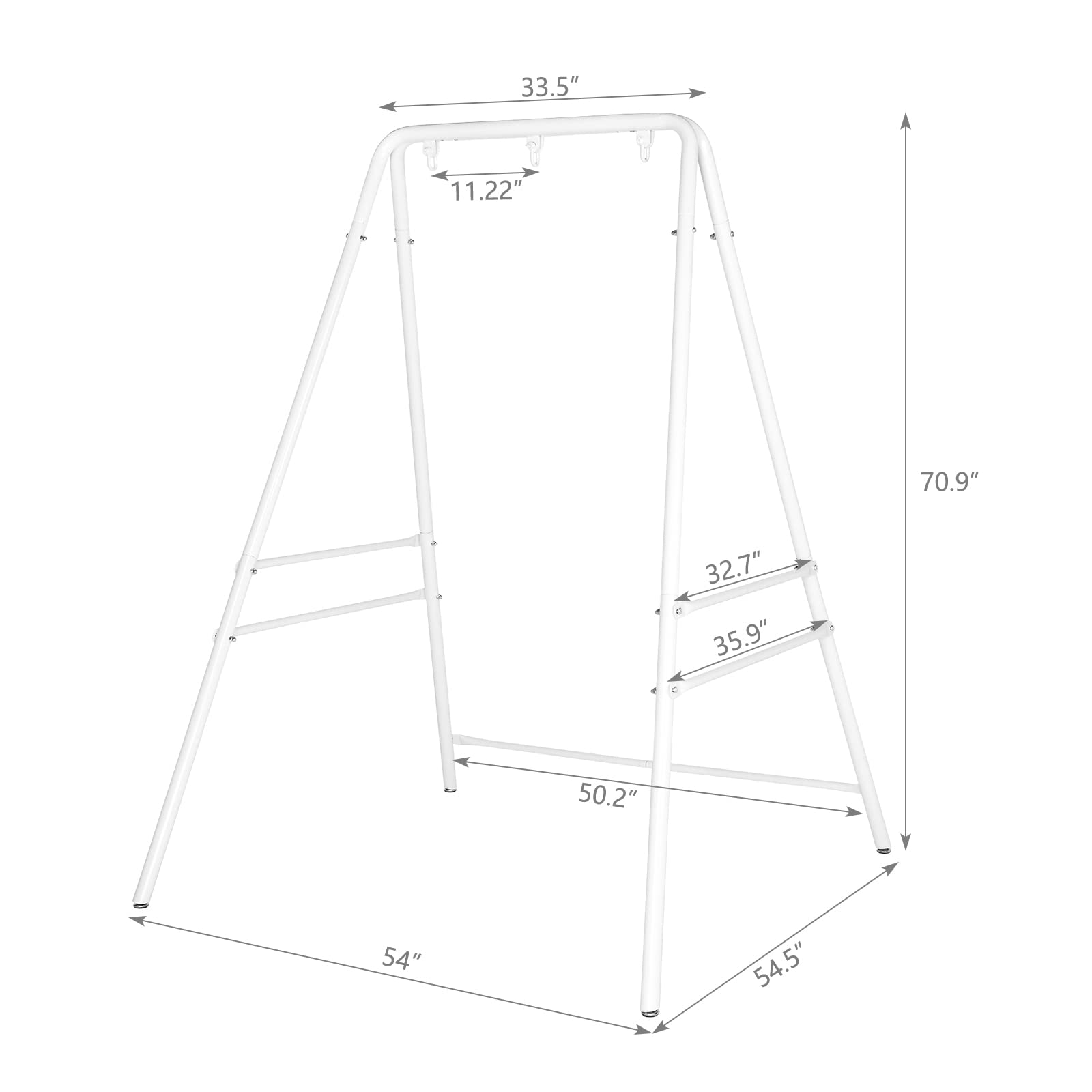 Heavy-Duty Wrought Iron Hammock Chair Stand with 3 Rings - Adjustable 4-Legged Swing Stand for Indoor/Outdoor Use - Sensory Swing Stand with Non-Slip Foot Pads - Perfect for Porch, Patio, Garden, Nursery or Meditation Space (White)