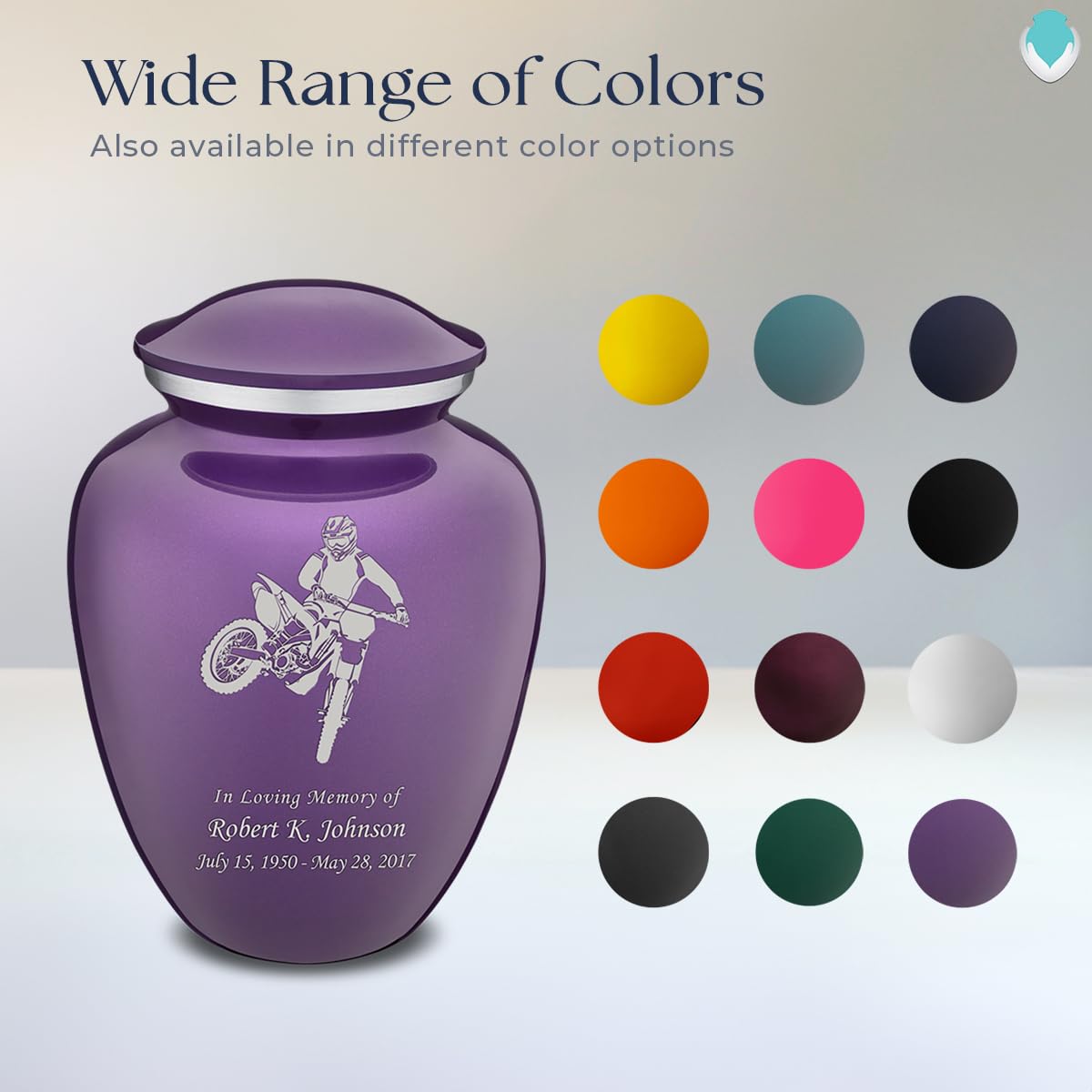 Personalized Dirtbike Cremation Urn for Ashes - Large Purple Funeral Urn for Men & Women with Double-Sided Engraving (Holds 200 lbs) - Memorial Keepsake for Motorcycle Lovers & Outdoor Enthusiasts