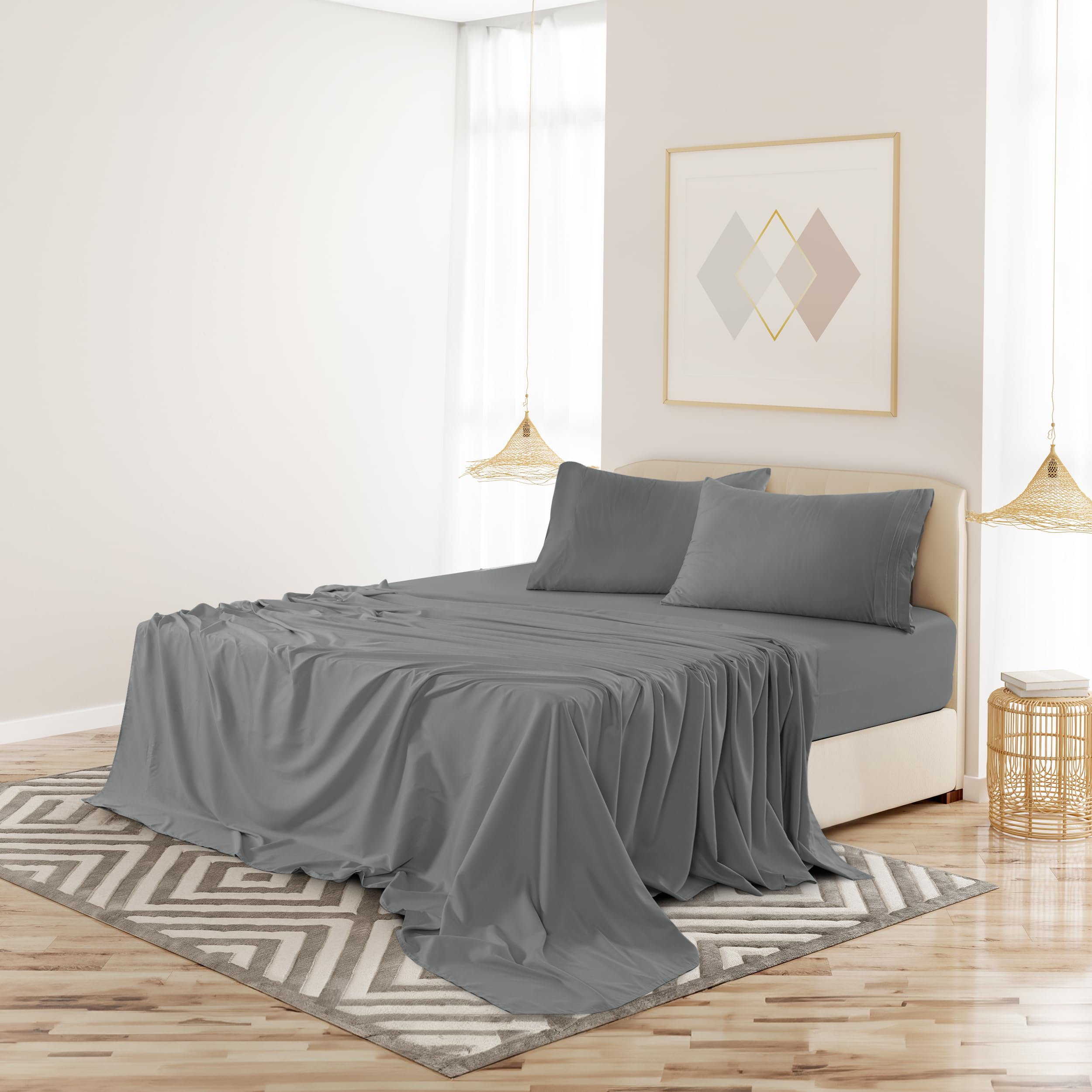Luxury Twin XL Sheet Set - 4 Piece Brushed Microfiber Bedding with 16