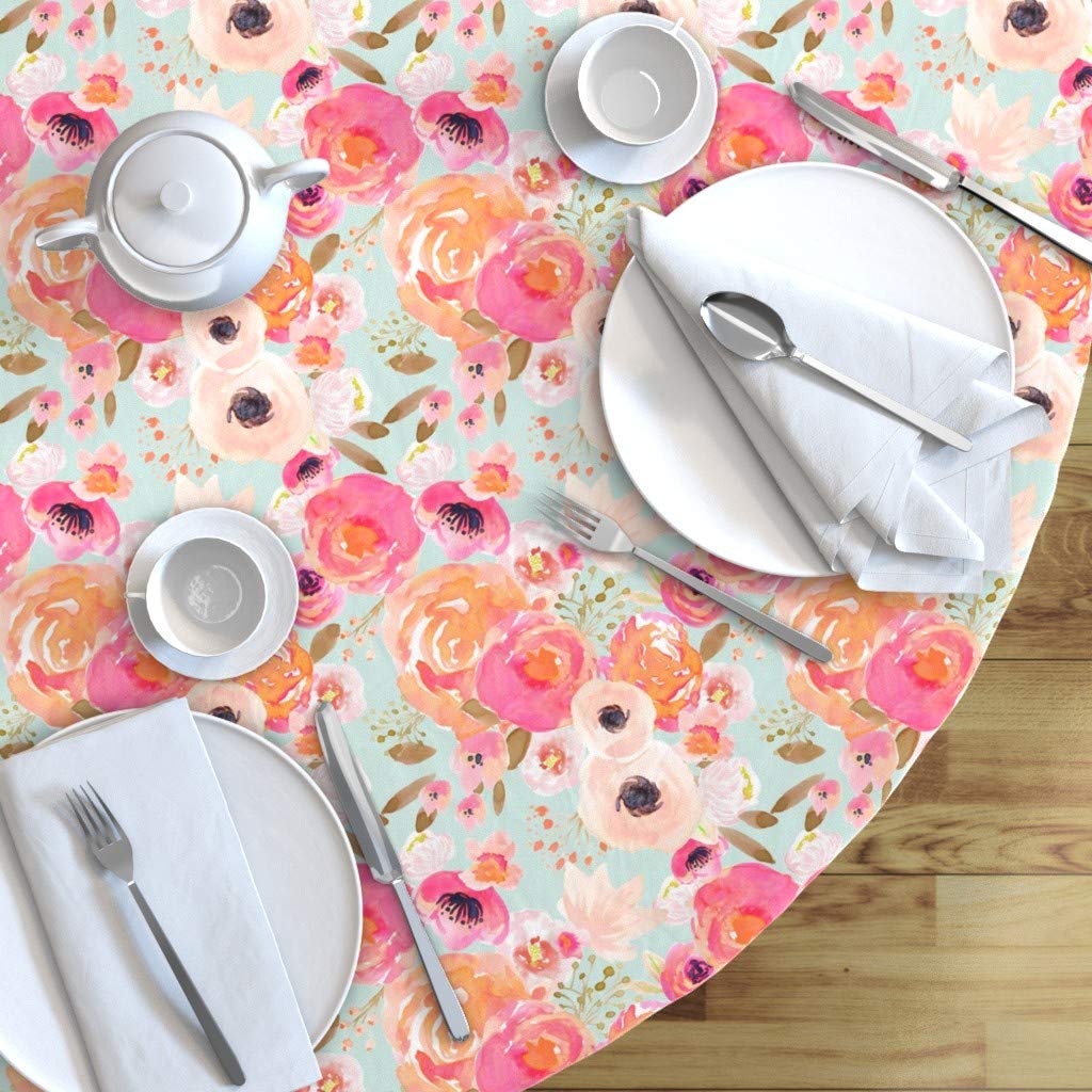 Custom Printed Spoonflower Cotton Sateen Round Tablecloth 70