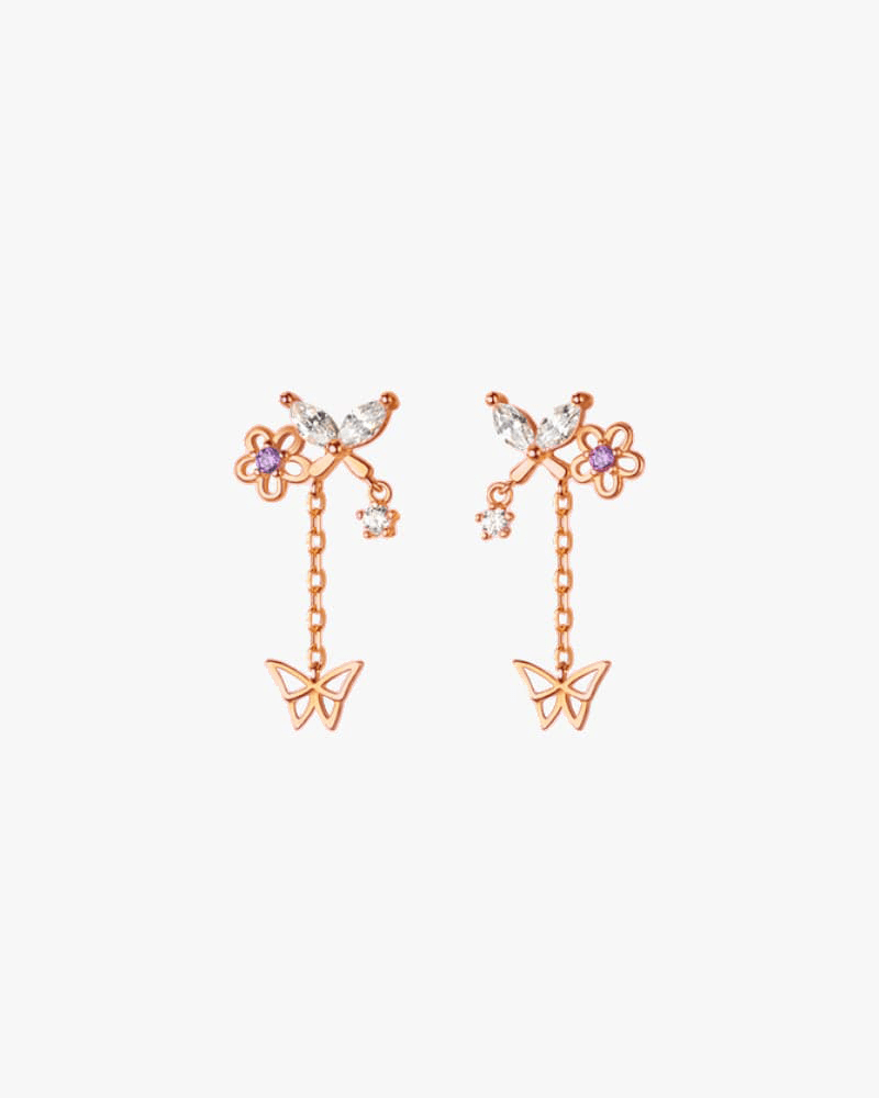 Butterfly Bloom Dangle Earrings for Women - Elegant Floral Drop Earrings for Party, Wedding & Everyday Wear