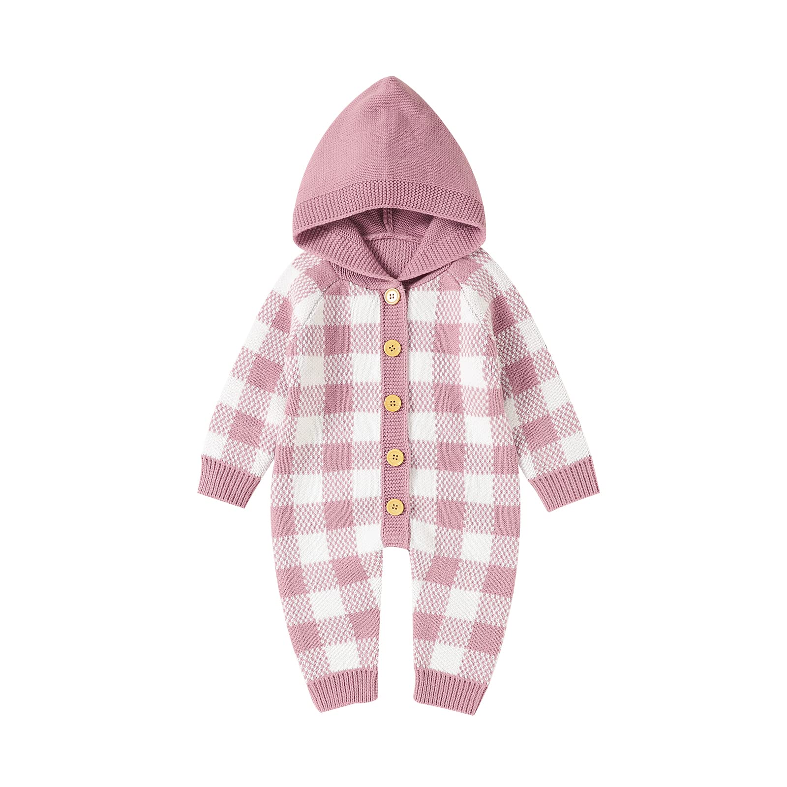 Baby Girl & Boy Knitted Hooded Jumpsuit - Soft Button Romper Overalls for Fall & Winter | Cozy Outfit for Playdates, Family Photos & Holiday Gatherings