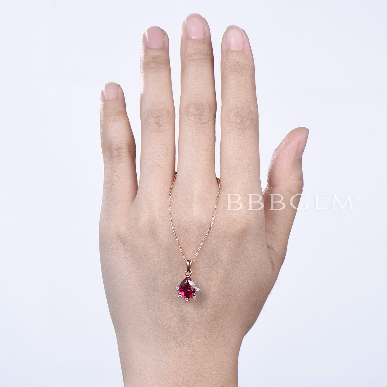 14K Rose Gold Teardrop Cut Red Ruby Diamond Minimalist Pendant Necklace for Women - Elegant Jewelry Gift for Anniversary, Valentine's Day & Special Occasions