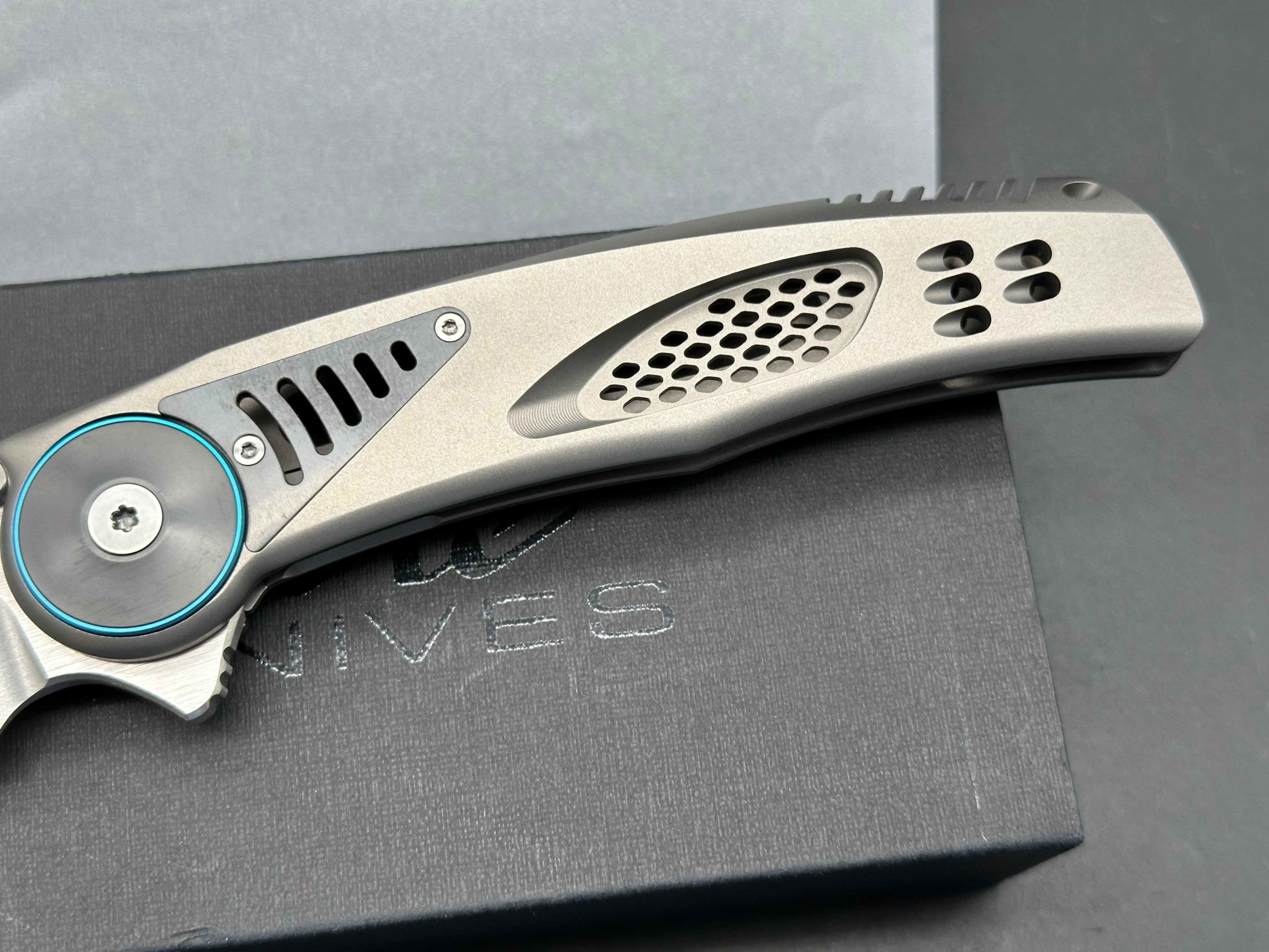 Reate GTR Frame Lock Folding Knife - Titanium Handle with Zirconium Inlay & Ball Bearing Clip (3.6