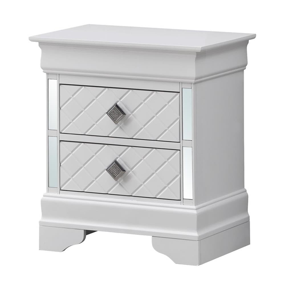 Verona Wood 2-Drawer Nightstand in White - Modern Bedside Table with Storage Drawers for Bedroom, Guest Room or Nursery | Glory Furniture