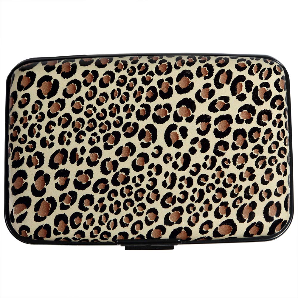 RFID Blocking Aluminum Wallet for Men & Women - Slim Metal Credit Card Holder & ID Case (Leopard Print) | Secure Travel & Everyday Use