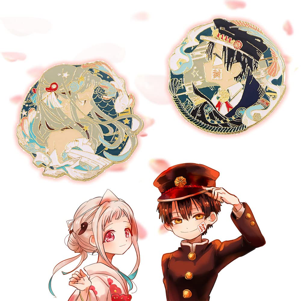 Anime TBHK Enamel Pins - Toilet-bound Hanako Kun Brooch Set (Yashiro Nene & Yugi Amane) for Cosplay, Backpacks & Bag Accessories | Cute Japanese Anime Collectibles for Fans & Gift Giving