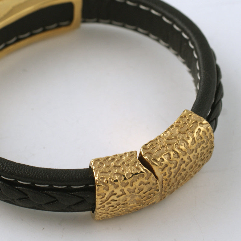 Gold Buddha Men's Black Leather Bracelet - Spiritual & Stylish Buddhist Jewelry for Meditation & Fashion