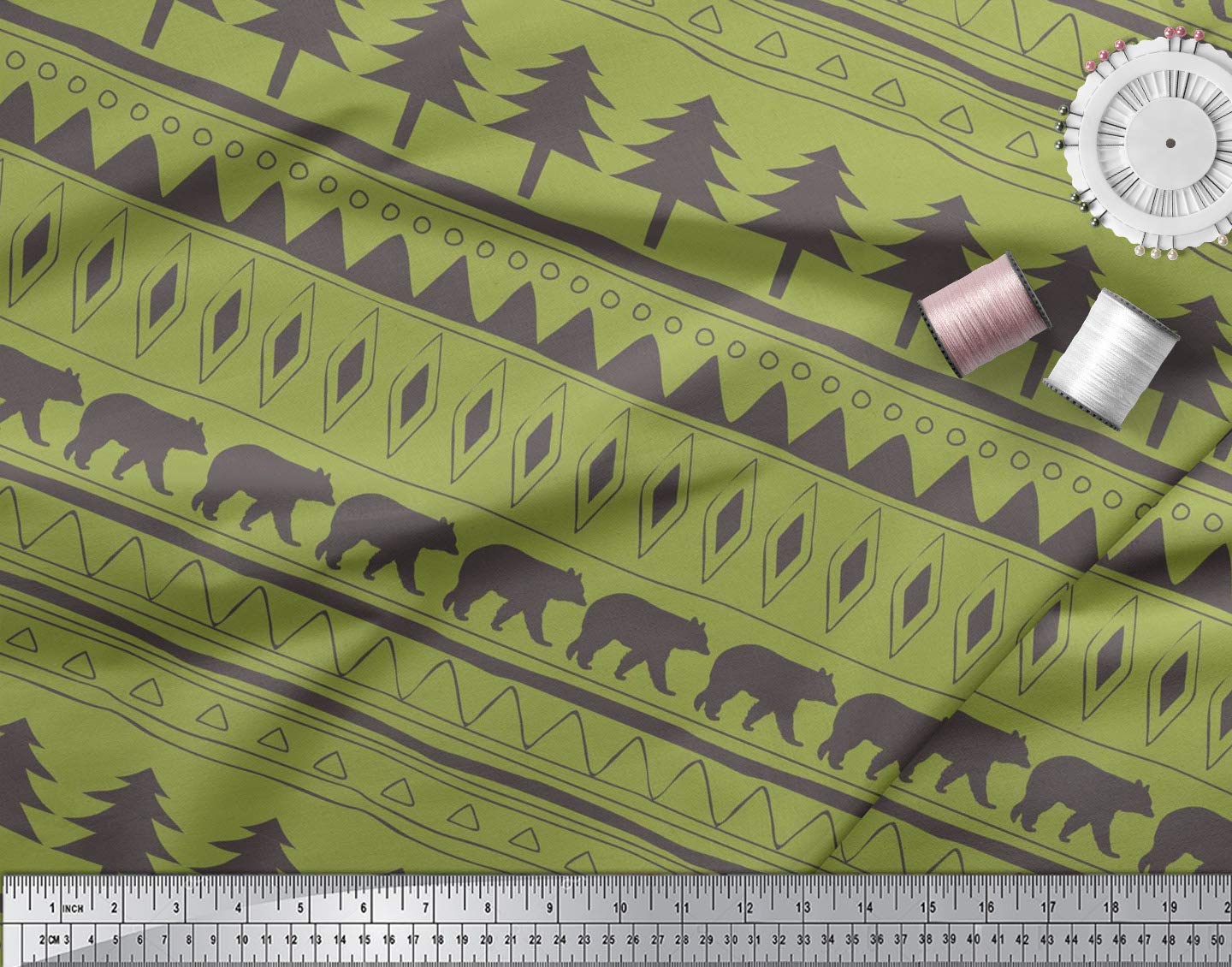 Soimoi Moss Georgette Green Fabric by The Yard - 42