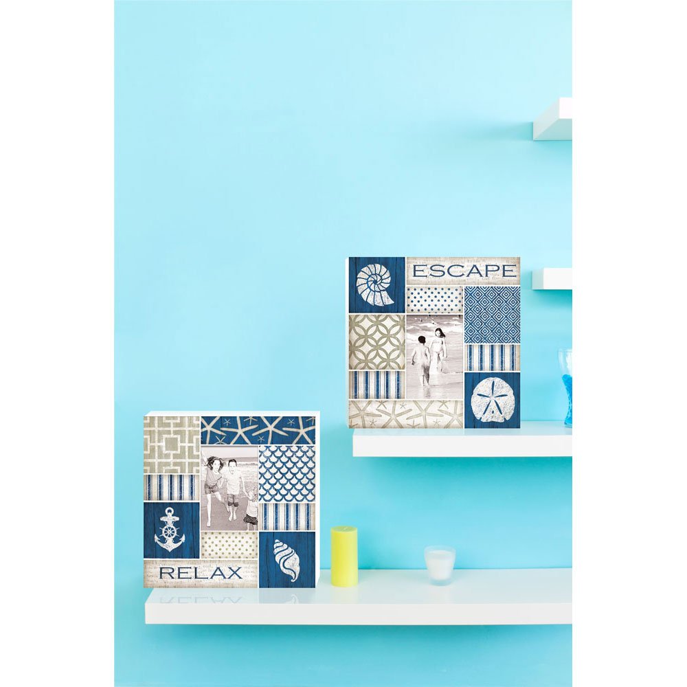 Nautical Wood Picture Frame Plaques Set of 2 - Rustic Beach Wall Decor for Living Room, Bathroom & Coastal Home Decor | Perfect for Seaside Cottage, Beach House or Ocean Themed Interior Design