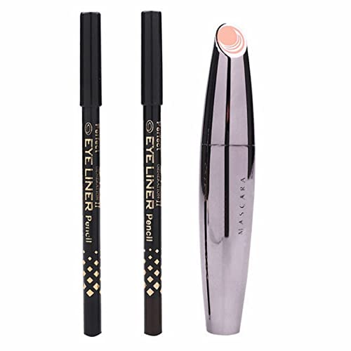 Colorful Cake Eyeliner & Eyebrow Pencil Set - Black & Coffee Dual-Tip Long Lasting Waterproof Makeup (4ml) for Bold Eye Looks | Perfect for Party, Cosplay & Everyday Glam