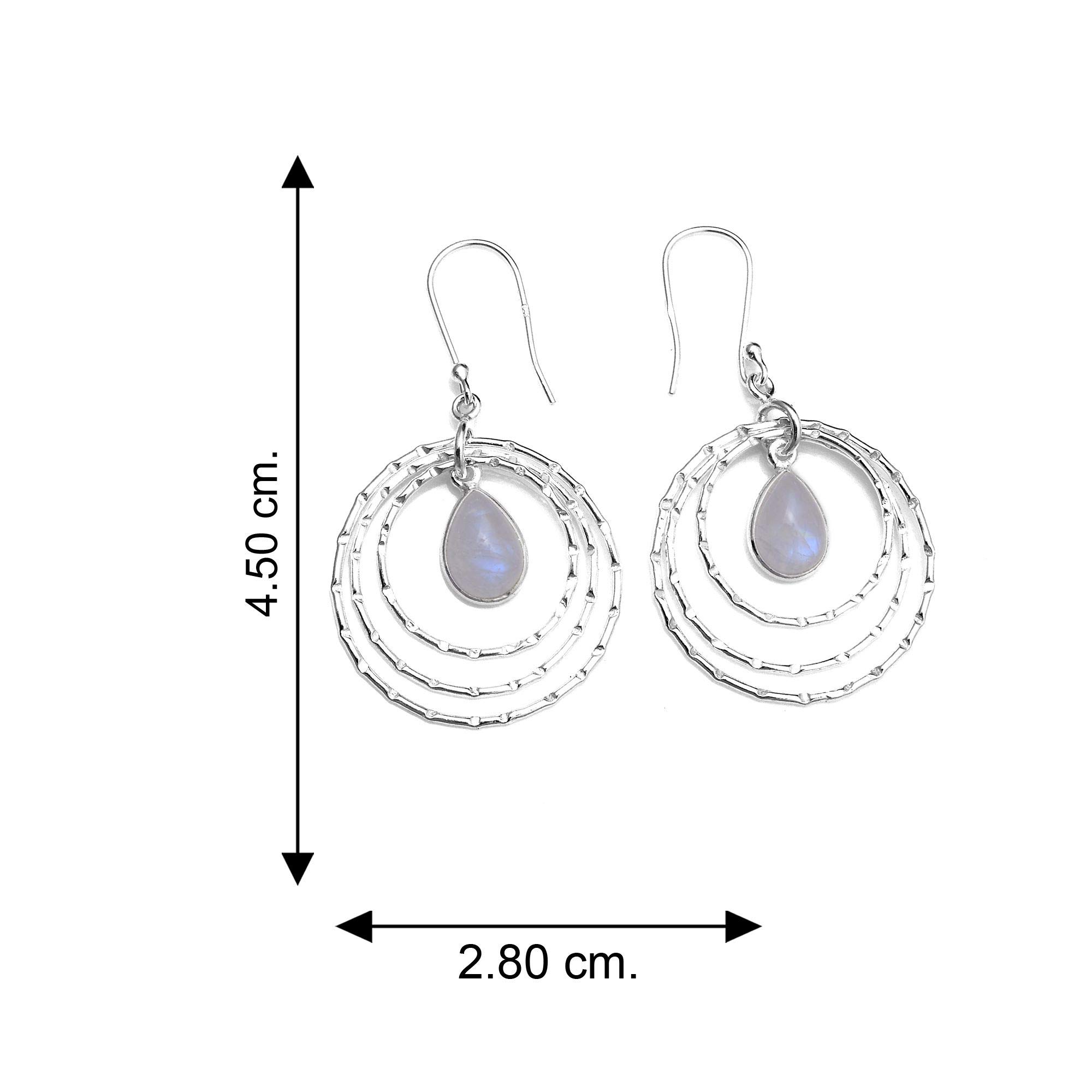 Silver Palace Sterling Silver Natural Rainbow Moonstone Earrings for Women | Dainty Boho Jewelry | Perfect for Weddings, Date Nights & Gift Giving