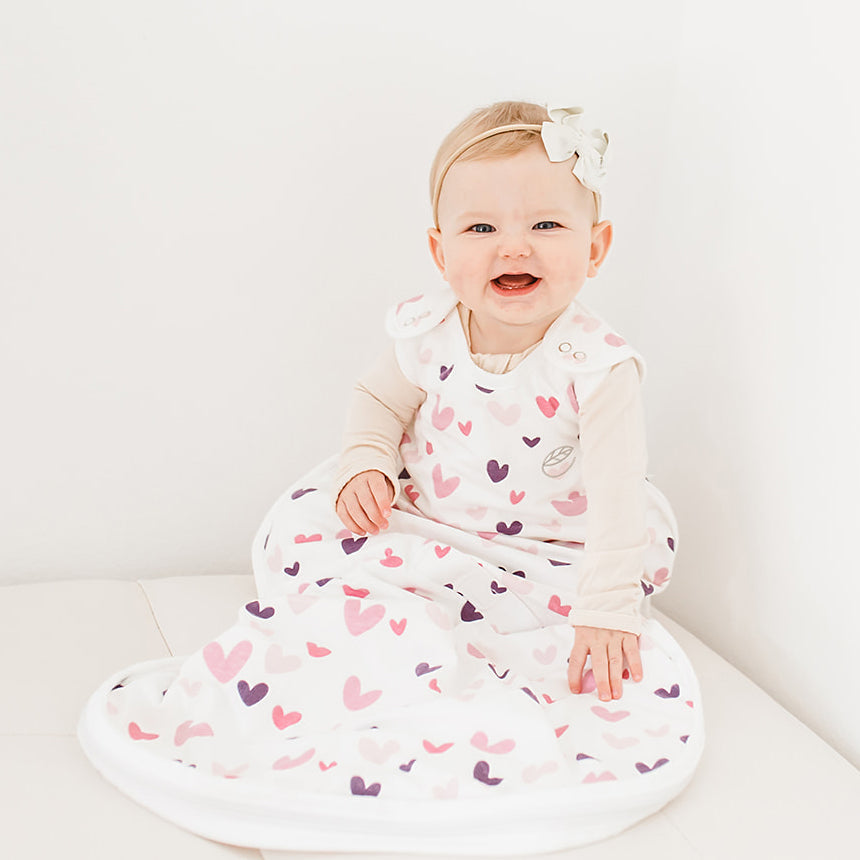 Ecolino® Adjustable Baby Sleep Sack - Organic Cotton Wearable Blanket for Infants & Toddlers (2 Months to 2 Years) - Heart Design - Perfect for Safe Sleep, Nursery & Travel