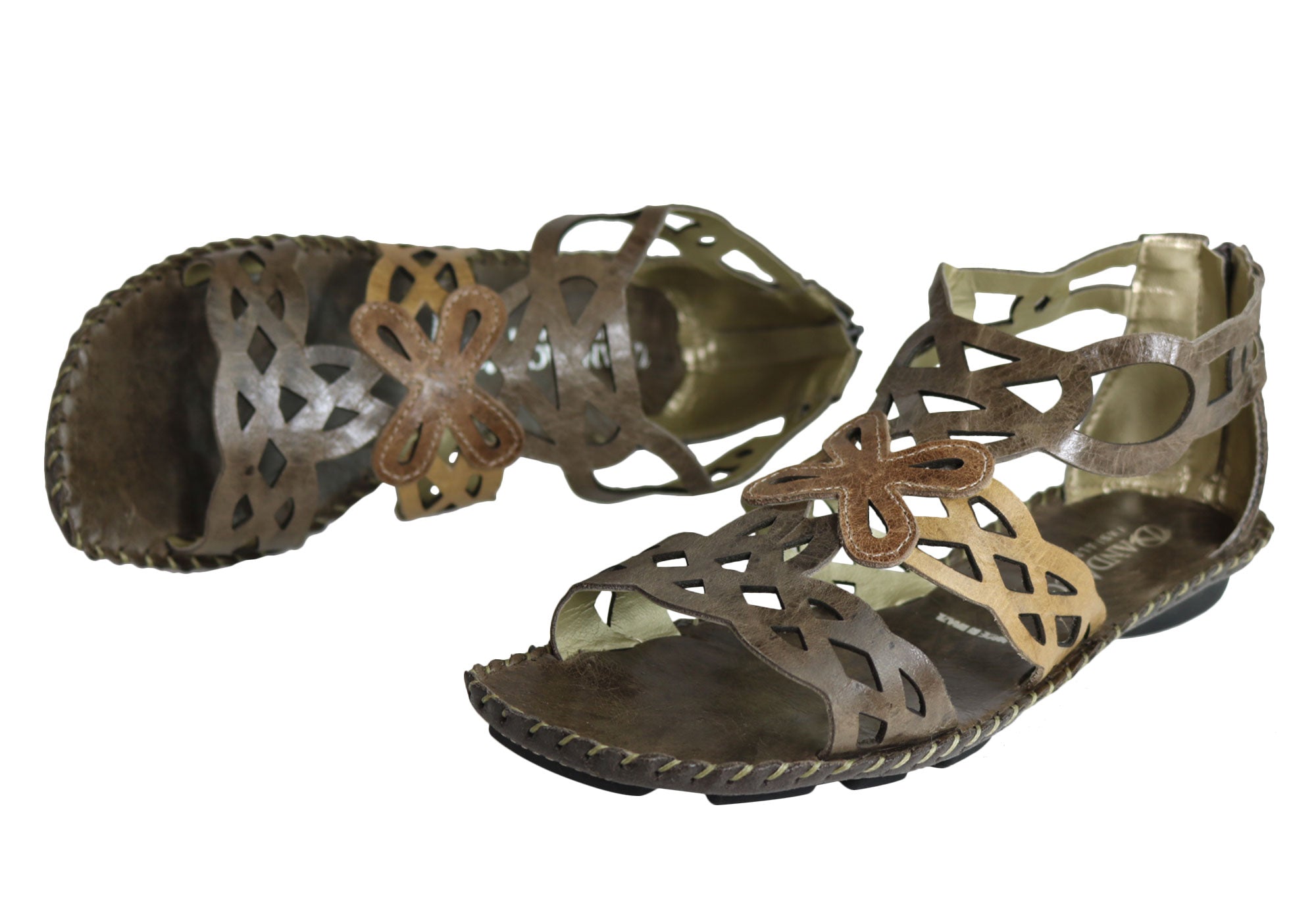 Andacco Betti Women's Comfortable Flat Leather Sandals - Handmade in Brazil - Perfect for Beach, Vacation & Summer Outfits