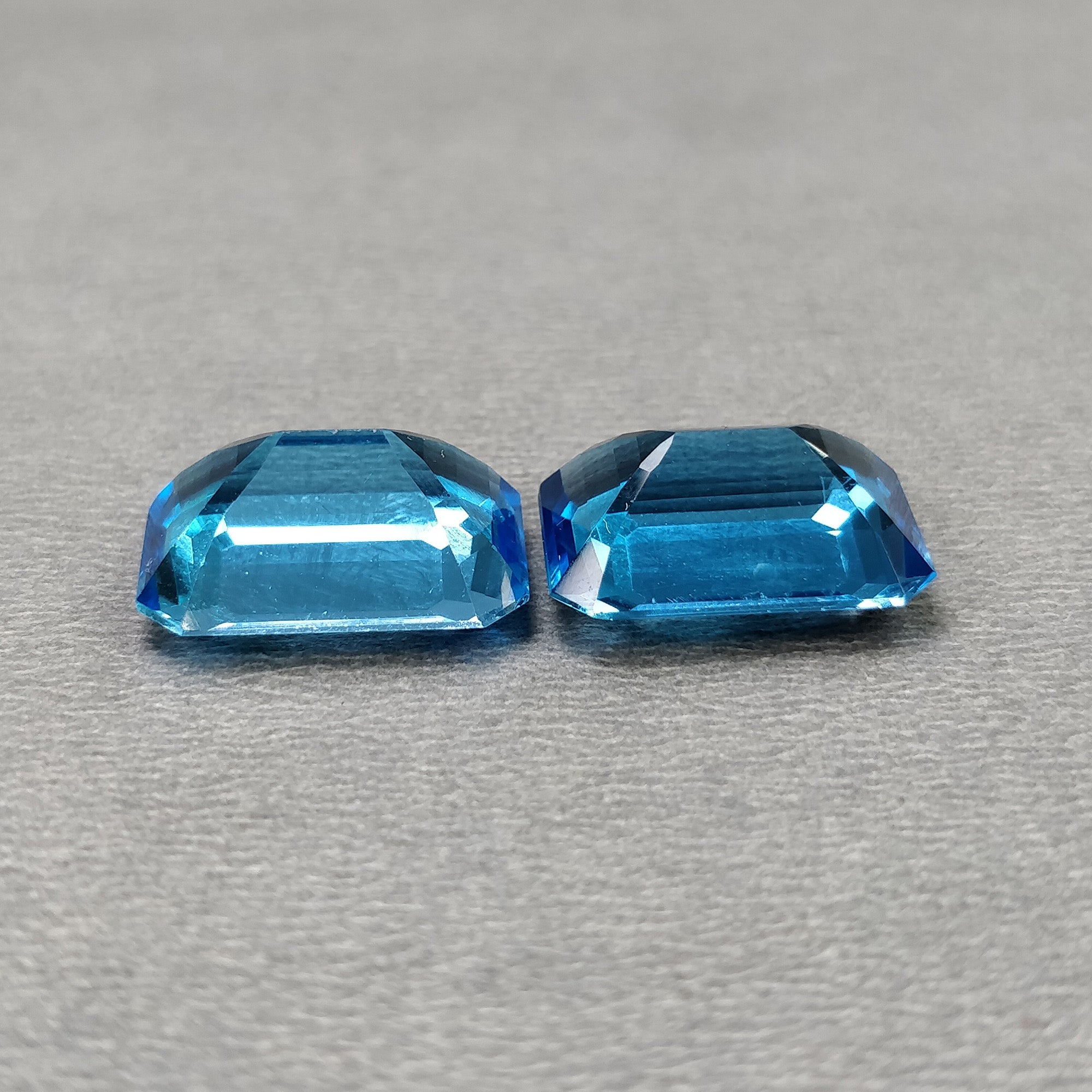Certified Natural Blue Topaz Gemstone Pair - 24.30cts Unheated Octagon Cut (15.96x11.66mm) for Jewelry Making, Engagement Rings & Luxury Gifts