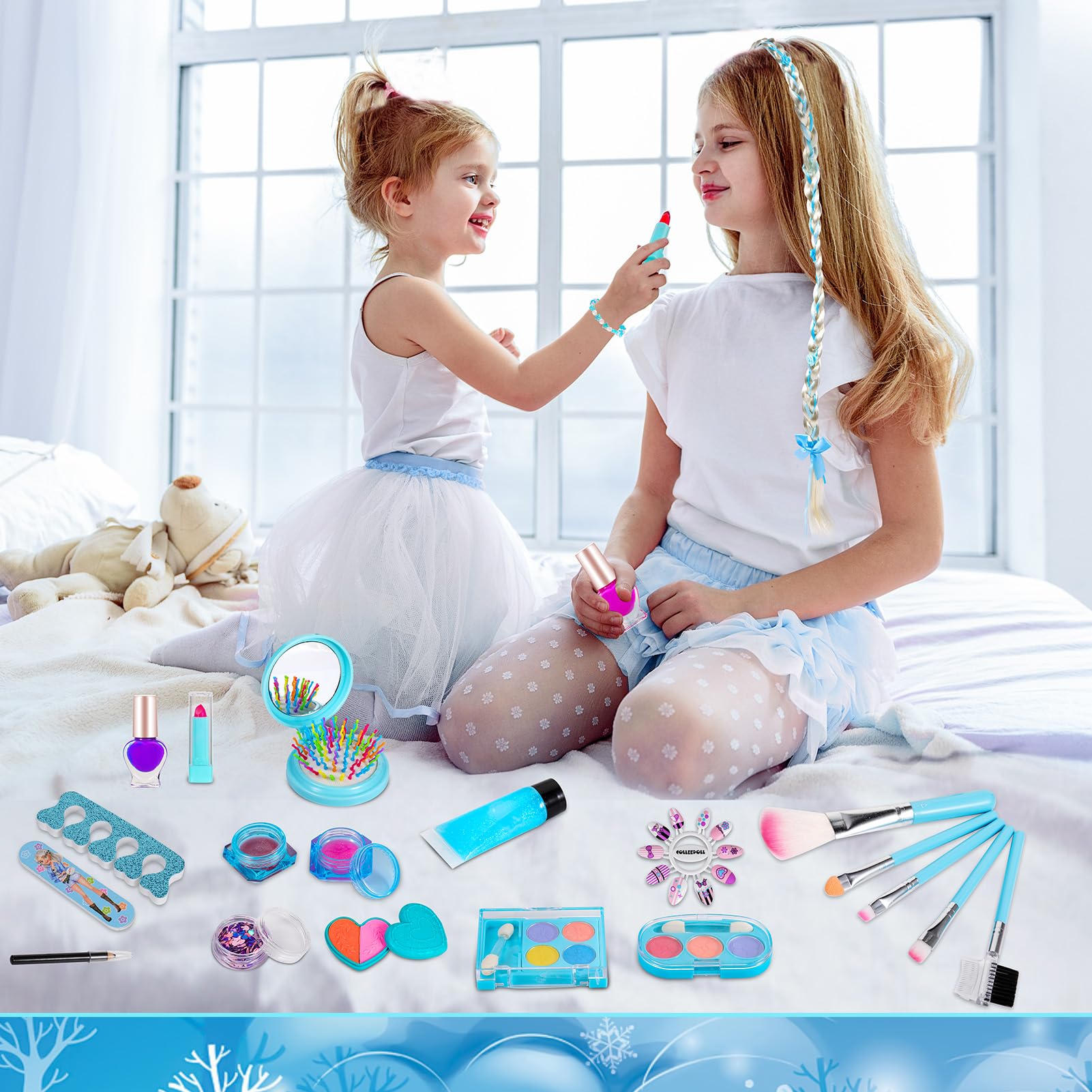 25-Piece Washable Kids Makeup Kit for Girls Ages 4-10 - Birthday & Christmas Gift Set with Travel Case - Safe & Non-Toxic Play Makeup for Pretend Play, Dress Up & Party Fun