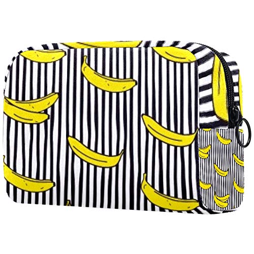 Striped Banana Cosmetic Bag - Travel Makeup Pouch for Women, Gym & Vacation
