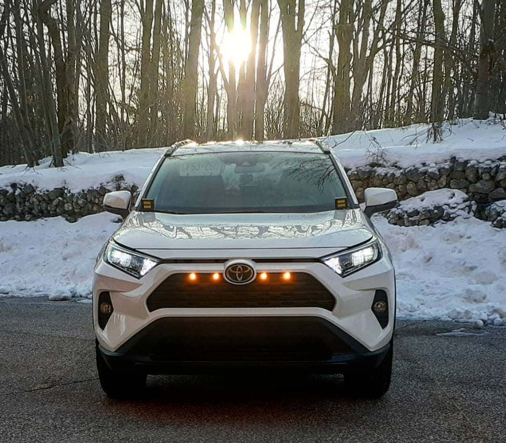 4pc Raptor Style Amber LED Grille Lighting Kit for 2019+ Toyota RAV4 - Off-Road Grill Lights with Durable Housing & Weatherproof Design - Perfect for Night Driving, Off-Road Adventures & Custom Car Styling